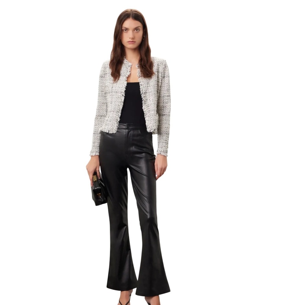 7 for all Mankind Black Faux Leather Flare Pants High Waist Bell Bottoms‎ size M
